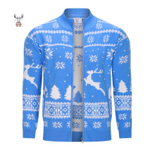 New Arrival High Quality Custom Winter Cotton Acrylic Wool Jacquard Knit Men Zip Sweater